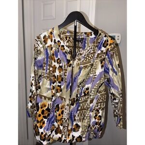 Mirror Image Lightweight jacket 1X Vintage Inspired Casual Artsy Earthy Y2K EUC